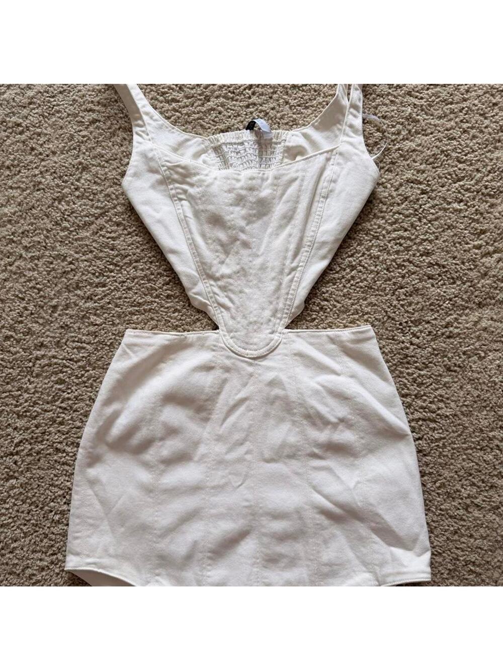 Zara white denim cut out corset medium